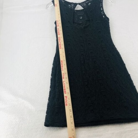 Black Lace Bodycon Sheath Dress Small Sleeveless Lined Keyhole Back As You Wish - Picture 9 of 11